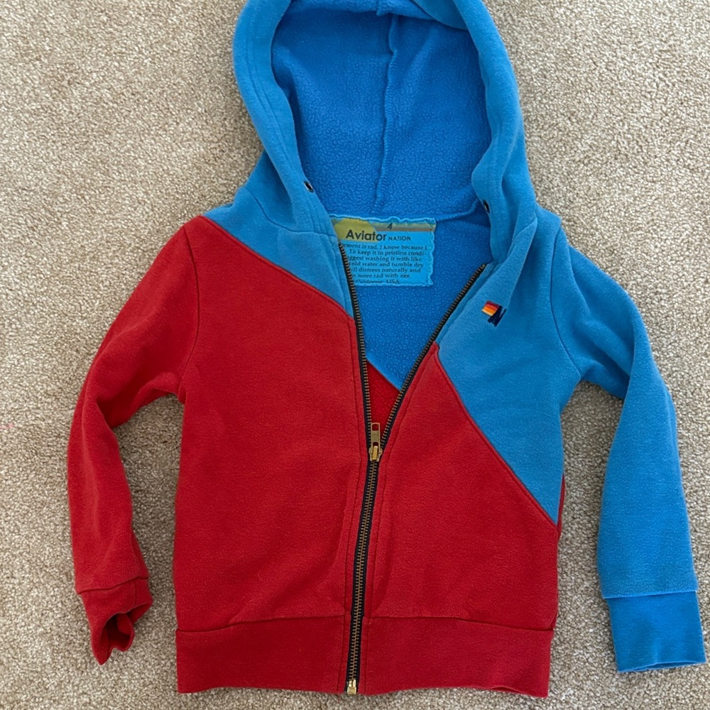 Aviator Nation Kids Hoodie in Red and Blue 4T